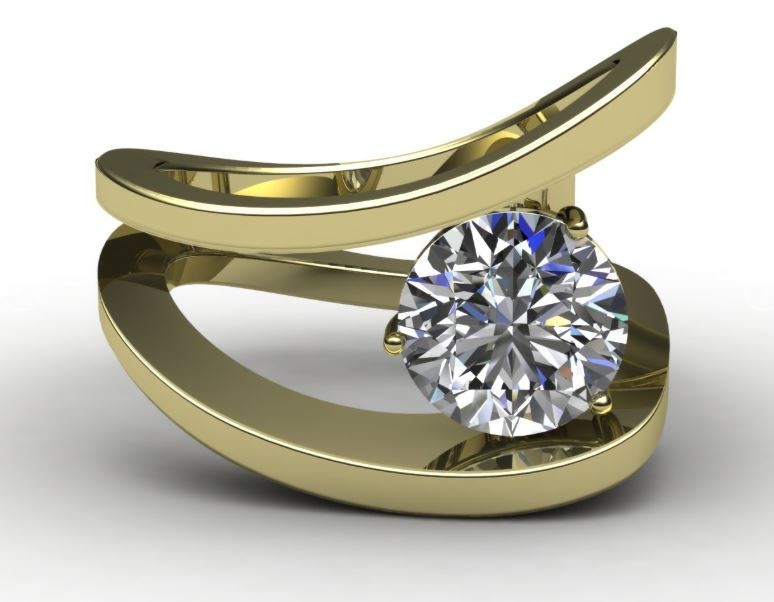 Contemporary Architectural Design 14K Gold